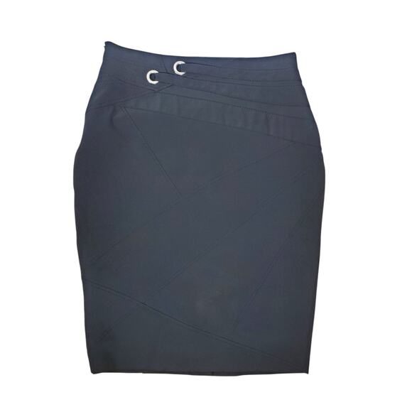 Karen Millen Pencil Skirt Sz US 10 Black Side Zip Knee Length Career Work READ - Picture 1 of 13